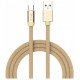 V-TAC Καλώδιο Ύφασμα USB- Type C 1 μέτρο Μπεζ Χρυσό Ruby Series 8499