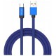 V-TAC Καλώδιο Ύφασμα USB- Type C 1 μέτρο Μπλε Ruby Series 8630