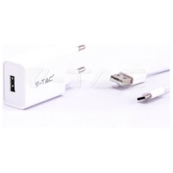 V-TAC Φορτιστής Ταξιδίου με Καλώδιο Type C USB Λευκός 8647