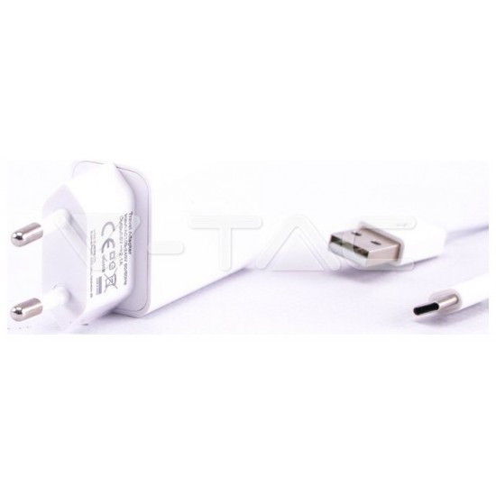 V-TAC Φορτιστής Ταξιδίου με Καλώδιο Type C USB Λευκός 8647