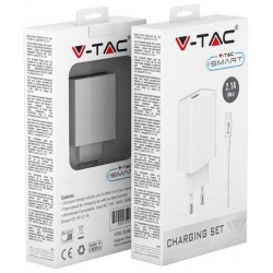 V-TAC Φορτιστής Ταξιδίου  με Καλώδιο micro USB Λευκός 8645