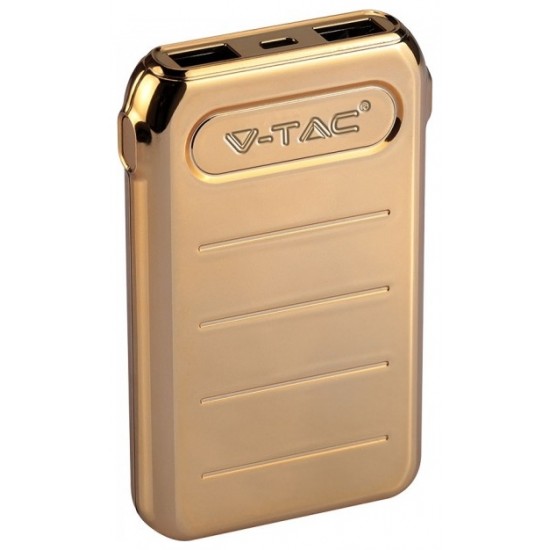 Φορτιστής Μπαταριά Power Bank 10000mAh με δύο Θύρες USB, micro USB & Type C Χρώμα Χρυσό 8907