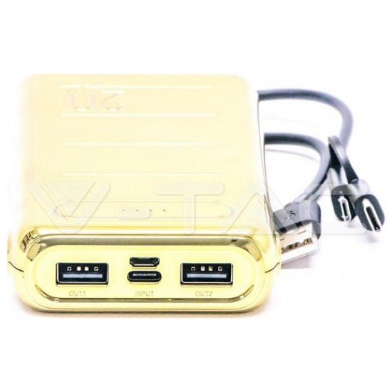 Φορτιστής Μπαταριά Power Bank 20000mAh με δύο Θύρες USB, micro USB & Type C Χρώμα Χρυσό 8908