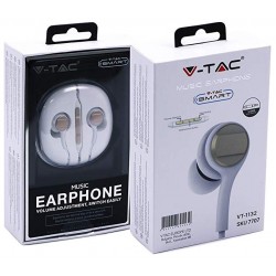 V-TAC Ενσύρματα Ακουστικά Earphone Handsfree για κινητά και λάπτοπ σε Λευκό - Χρυσό  Χρώμα 7707