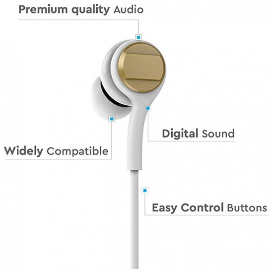 V-TAC Ενσύρματα Ακουστικά Earphone Handsfree για κινητά και λάπτοπ σε Λευκό - Χρυσό  Χρώμα 7707