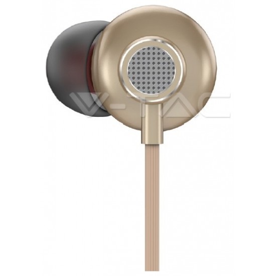 V-TAC Ενσύρματα Ακουστικά Earphone Handsfree για κινητά και λάπτοπ σε Λευκό - Χρυσό  Χρώμα 7707