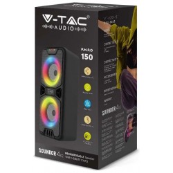 V-TAC Επαναφορτιζόμενο φορητό ηχείο 2x10W (2x4inch) 6663
