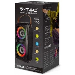 V-TAC Επαναφορτιζόμενο φορητό ηχείο 2x10W (2x3inch) 6664